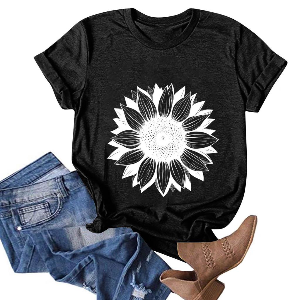 Женская модная повседневная футболка с круглым вырезом и принтом, пуловер с короткими рукавами, топ