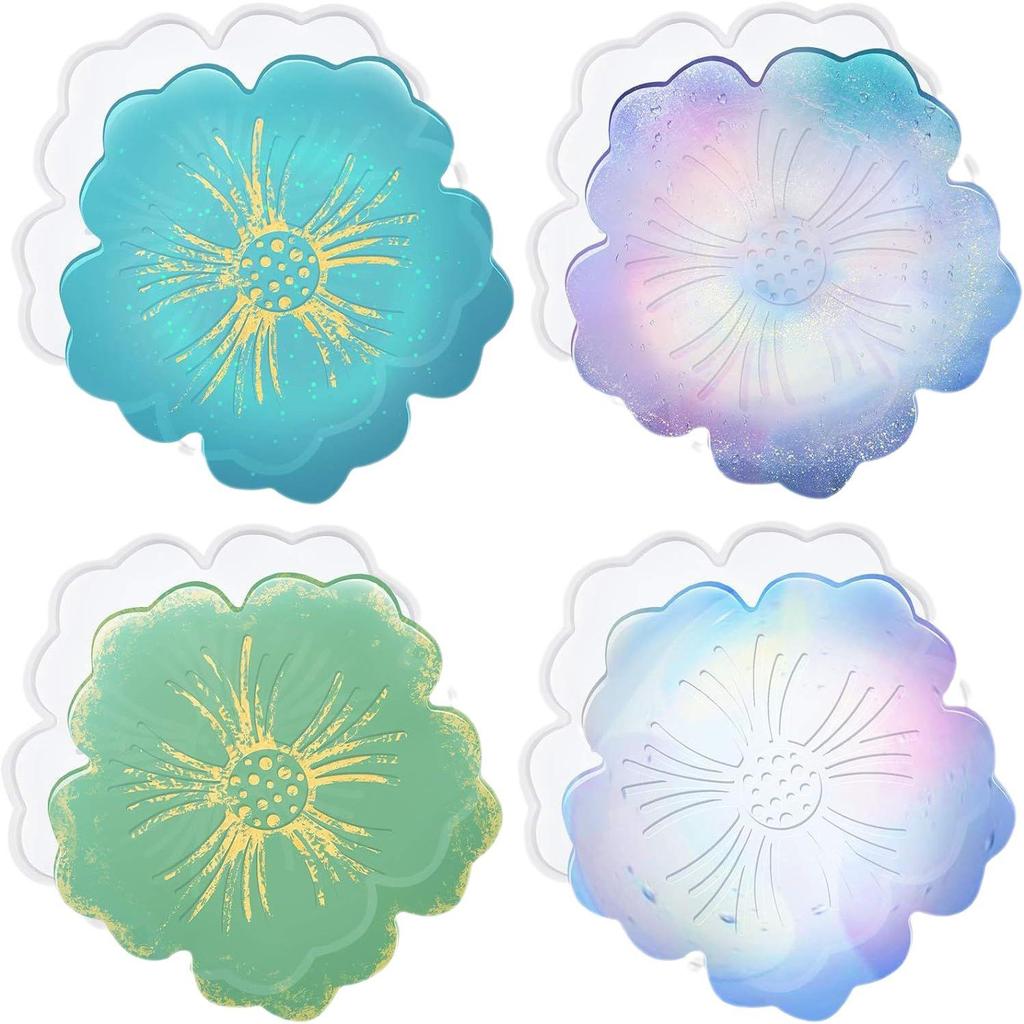 Набор силиконовых форм для подносов Cross-border Petal Coaster Tray - DIY Crystal Drip Form для настольных аксессуаров