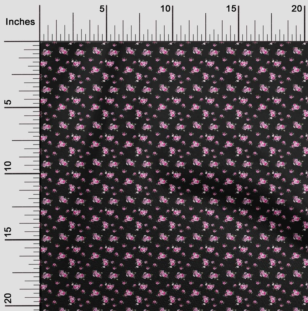 oneOone Georgette Viscose Fuschia Pink Fabric Floral Diy Clothing Quilting Fabric Print Fabric By Yard 42 Inch