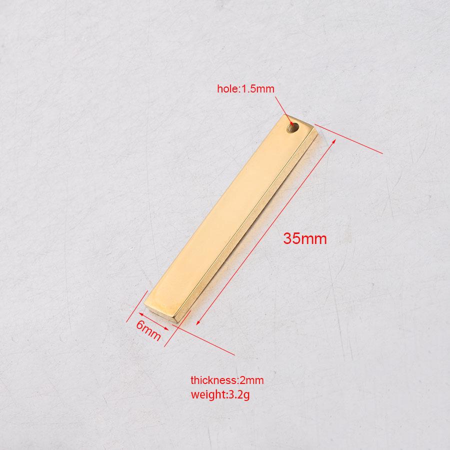 Прямоугольный зеркальный кулон из нержавеющей стали, глянцевая бирка своими руками, 2x6x35 мм