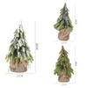 Креативная ручная работа Миниатюрная снежная сосна Устойчивая мешковина Мини-рождественская елка 20 см Зеленый Новый год
