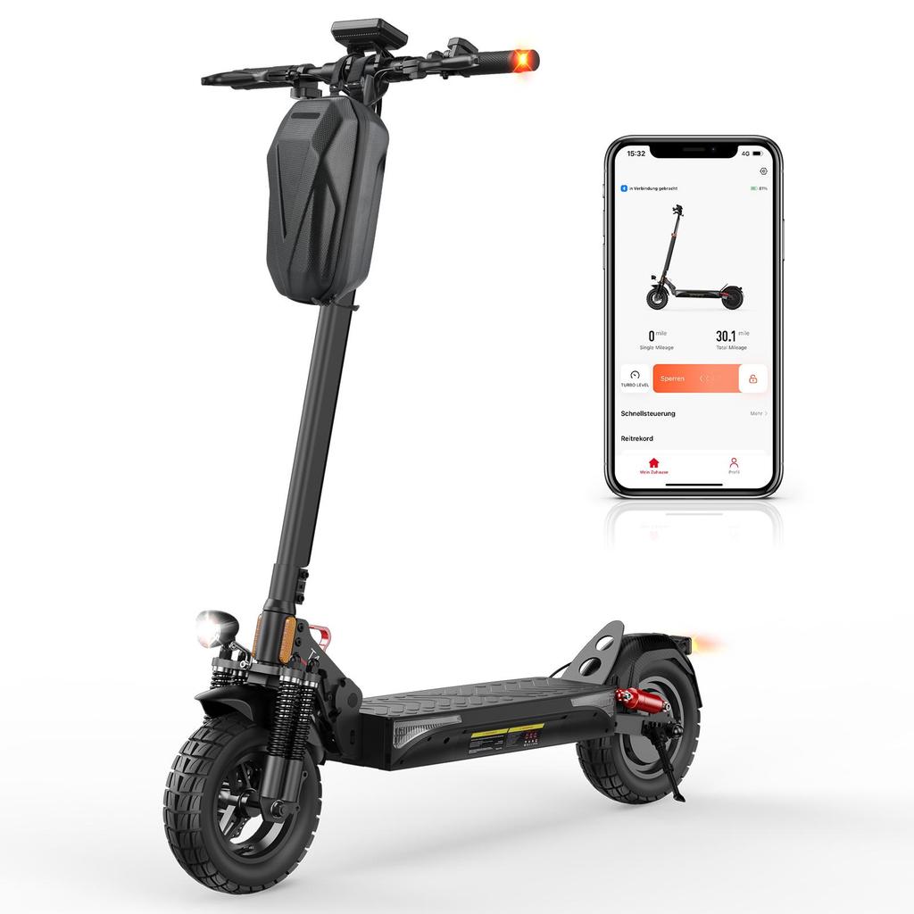 Isinwheel T4 Electric Scooter with ABE Certification, 1000W 48V 12.5Ah Battery, 10-inch Off-road Adult Scooter with App Control