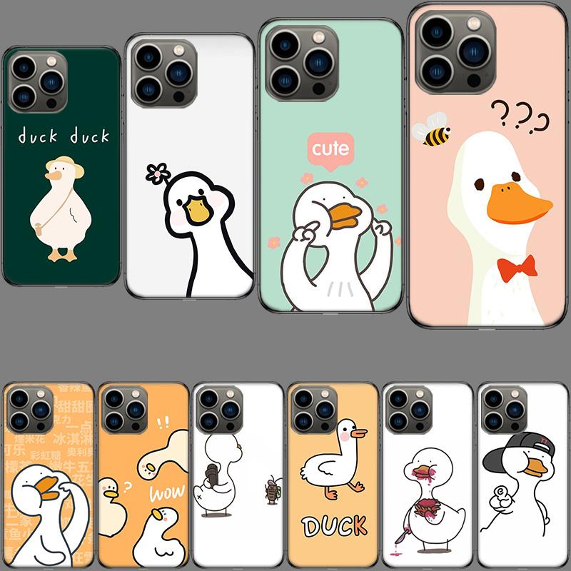 Милый Мультяшный Утенок Чехол для Телефона Для Iphone 16E 15 Pro 14 Plus 17E 16 17 Pro Max Air 11 12 13 Mini Ударопрочный Capa Милый Чехол TPU