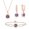 Женский комплект ювелирных изделий из стерлингового серебра 925 пробы с аметистом и квадратной моделью