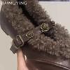 Меховые туфли с острым носком женские туфли на плоской подошве туфли из неглубокой кожи женские 2025 тренд зимняя мода дизайнерские прогулочные повседневные туфли Zapatos Mujer