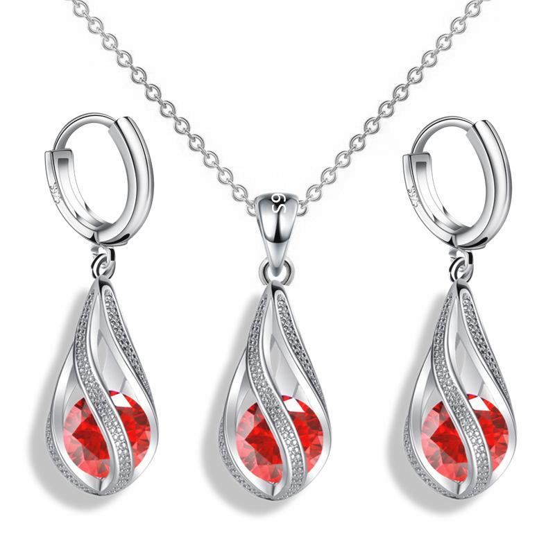Новые S925 штамп серебряные женские серьги-капли с геометрическим кулоном в форме капли воды высокое качество циркониевые серьги наборы для женщин ювелирные изделия, подарки