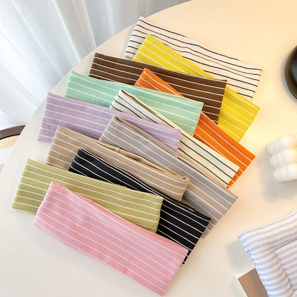 Sweat-absorbent Yoga Headband Elastic Wide Headbands Dopamine Stripes Headbands Hair Accessories