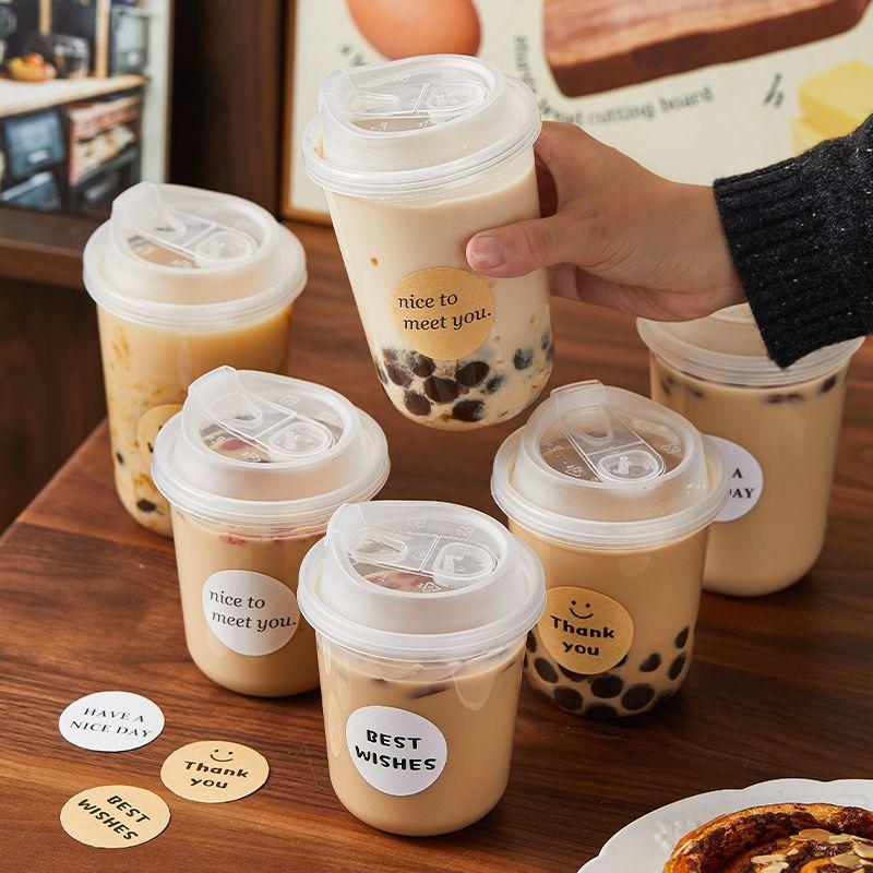 10 шт. Прозрачные кофейные стаканчики с крышками U-образной формы Одноразовые стаканчики для горячих напитков, молочного чая, напитков на вынос