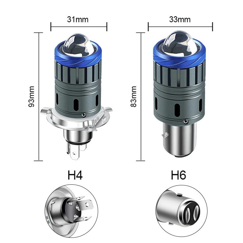 1 шт. 20000 лм Мотоциклетная фара H4 LED BA20D H6 Турбо лампа Ближний/дальний свет Мотоциклетная CSP LED Проекторная линза Лампа для мотоцикла Белый Желтый 6000K 3000K
