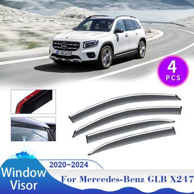 Козырек на окно для Mercedes-Benz GLB X247 180 200 250 2020~2024 дефлектор дыма защитные крышки солнцезащитный щиток от дождя автомобильные внешние аксессуары