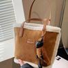 Bucket Bag Women'S Bag Suede Shoulder Portable Commuter Lamb Wool Tote Bag Luggage