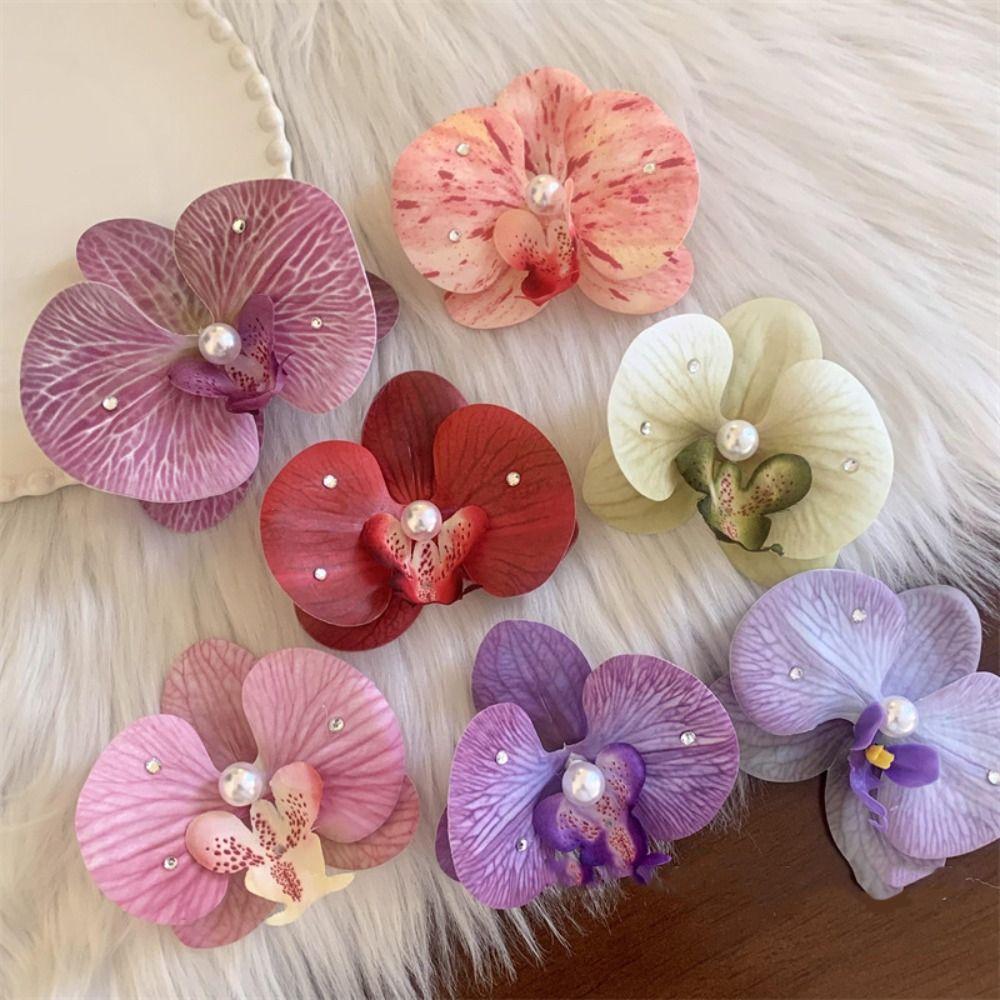 Заколка для волос из ткани с цветком бабочки орхидеи для девочек Заколка для волос Простая заколка для волос с цветком орхидеи для девочек