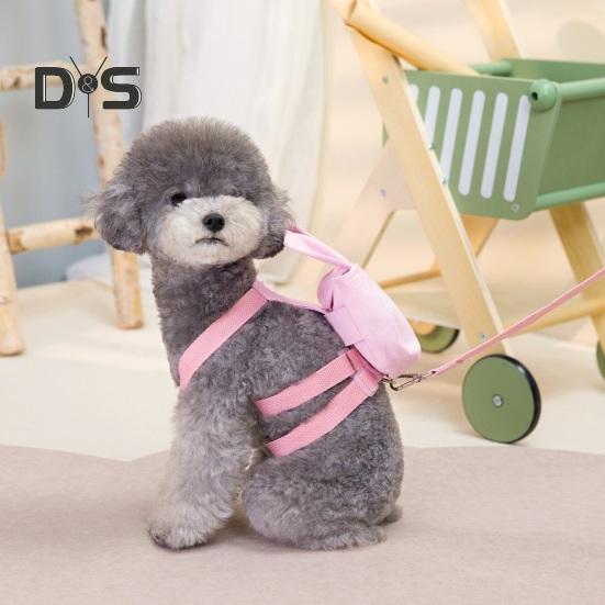 Рюкзак для домашних животных с воротником-ремнем, мультяшная сумка для дрессировки собак, сумка для закусок, сумка для наград, рюкзак для путешествий на открытом воздухе, рюкзак для щенков с тяговой веревкой