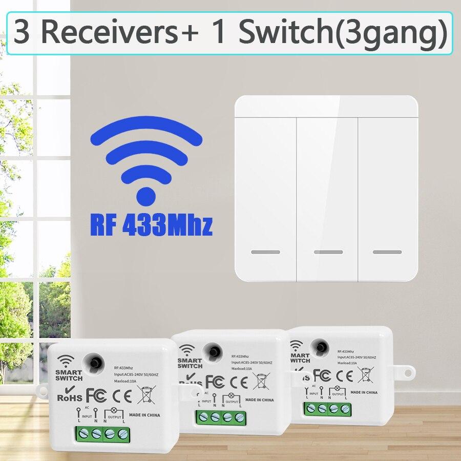 Беспроводной умный настенный выключатель RF 433 МГц, выключатель света, пульт дистанционного управления, 86 панелей, приемник для украшения дома с лампой