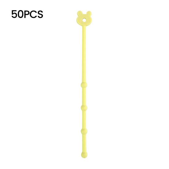Silicone Cable Ties Reusable Bear Shaped Bag Sealing Zip Tie Multi-Purpose Twist Tie for Food Storage Wire Management