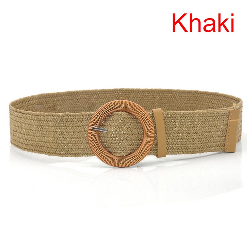 Summer Women'S Elastic Band Round Buckle Retro Bohemian Braided Dress Belt