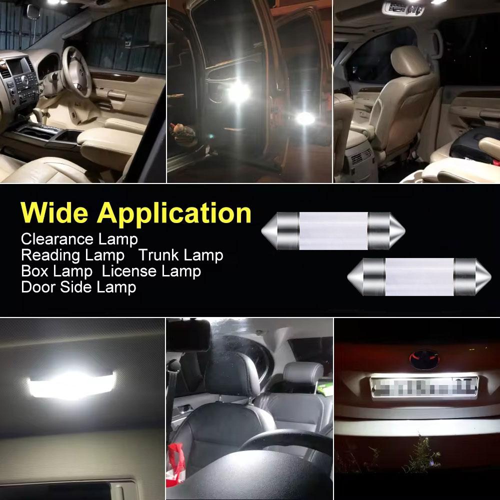 4/10 PCS C5W Festoon 31mm 36mm 39mm 41mm LED Bulbs COB 12V 6000K White Car Interior Dome Maps Reading Trunk Linse Plate Lights
