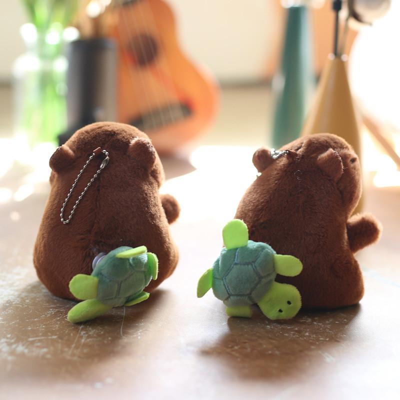 Capybara Stuffed Animal Keychain Pull String Wagging Tail Pp Cotton Plush Backpack Charm