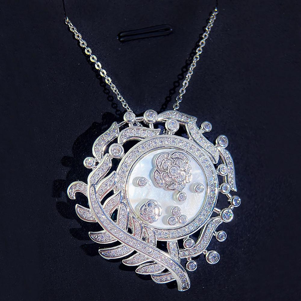 CMM 1 шт. великолепный Pave CZ циркон розовые цветы кулон ожерелье часы кожаный ремень браслет браслеты несколько способов ношения ювелирных изделий