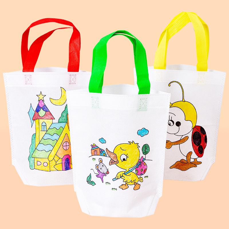 Graffiti Bag Children Drawing Toys Colored Marking Painting Non Woven Gift Bag Crafts Colorful Filling Painting DIY for Kid TMZ