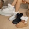 Bowtie Faux Suede Ankle Boots Women Warm Fur Thicken Plush Cotton Padded Snow Boots Thick Sole Chunky Platform Casual Shoes