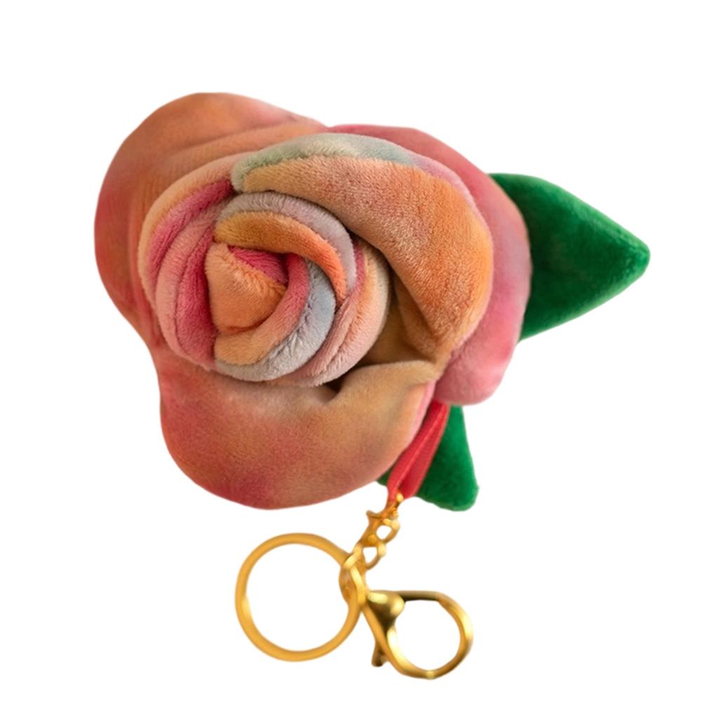 Rose Pendant Decoration For Valentine's Day, Cute Plush Simulation Rose Keychain, Valentine's Day Gift Bouquet