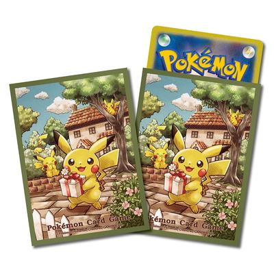 Оригинальный аксессуар из Pokémon Center: Защита для колоды Pokémon Trading Card Game: Подарок Пикачу [Зеленый]