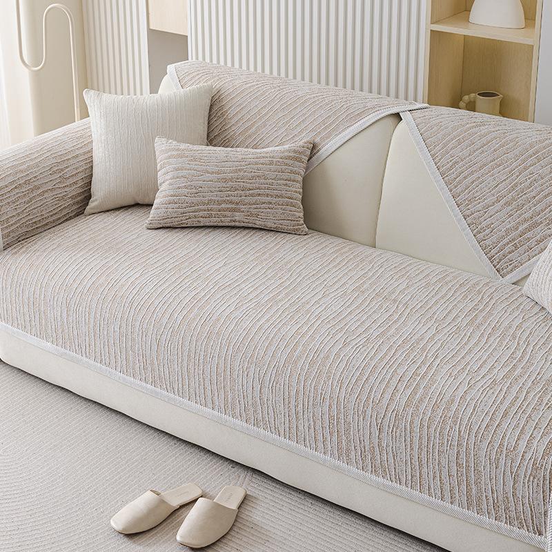 Крем Ветроподушка для дивана Универсальная для всех сезонов Новый Зимний Легкий Роскошный Нескользящий Улучшенный Кожаный Чехол для дивана Ткань-чехол