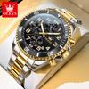 OLEVS Luxury Fashion Men's Watches Fine Steel Chronograph Original Quartz Wristwatch Waterproof Luminous Moon Phase Date 2870