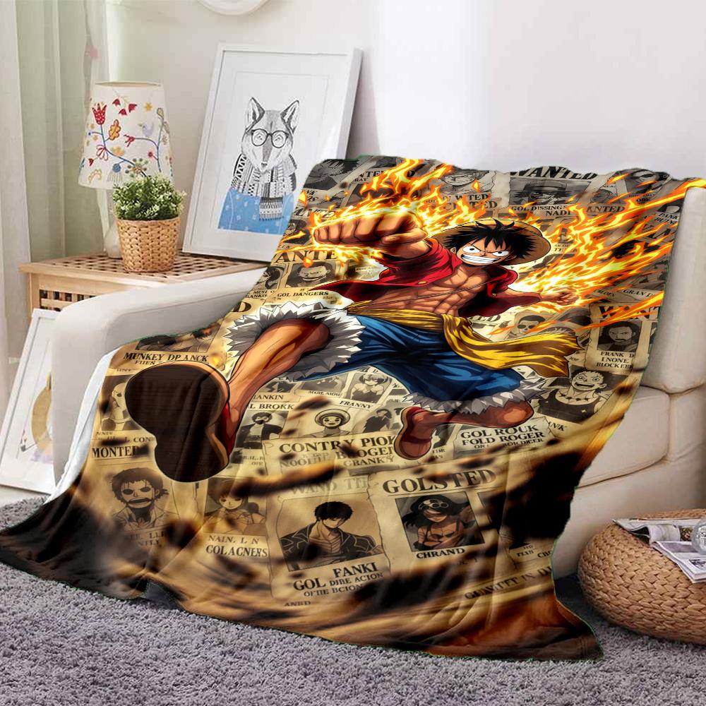 1PC One Piece Monkey D Luffy Patterned Flannel Blanket Suitable For All Seasons For Home Decor Warmth And Comfort Gifts Holiday Present