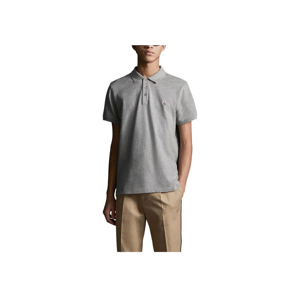 Moncler SS25 Logo Patch Short Sleeve Polo Shirt Men polo shirts Gray K1-091-8A00030-84556-984