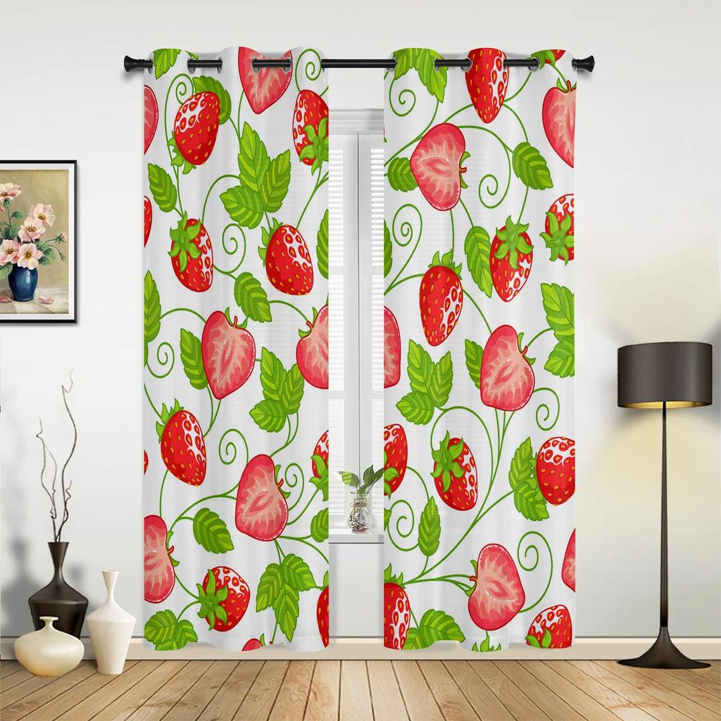 Fruit Cartoon Avocado Barbell Lovely Green Curtains for Bedroom Living Room Drapes Kitchen Children Window Curtain Home Decor