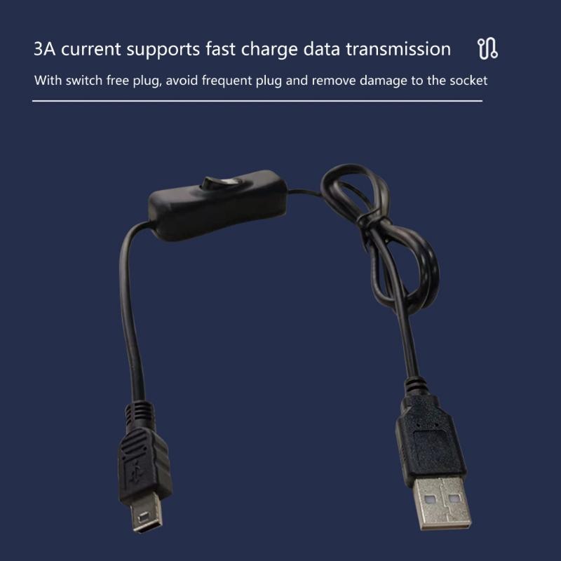 Кабель-переключатель питания USB на Mini USB 480 Мбит/с для зарядки и передачи данных для камеры, планшета, телефона, блок питания с выключателями ВКЛ/ВЫКЛ