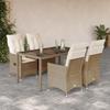 VidaXL Garden Dining Set with Cushions 5pcs Beige Poly Rattan, Outdoor Dining Set, Furniture of 3276802
