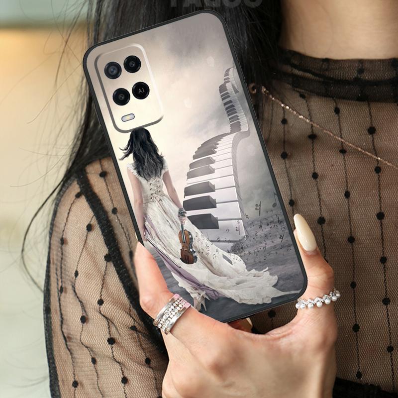 Чехол-книжка для скрипки и пианино для Oppo A80 A60 A40 A17 A57 A77 A74 A54 A94 A78 A98 A18 A38 A58 A96 A76 A16 A15 A5 Pro