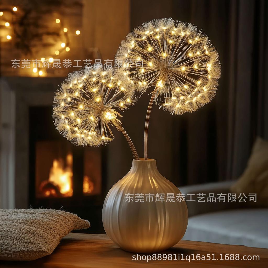 Светодиодная настольная лампа в форме одуванчика, ambient light, металлическая проволока, настольные украшения, декор для дома, light luxury