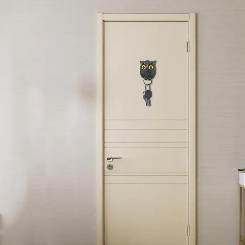 Держатель для ключей на стену Крючок для дома и декора Магнитные крючки для ключей Товары для дома Черная сова открывает глаза Ключи
