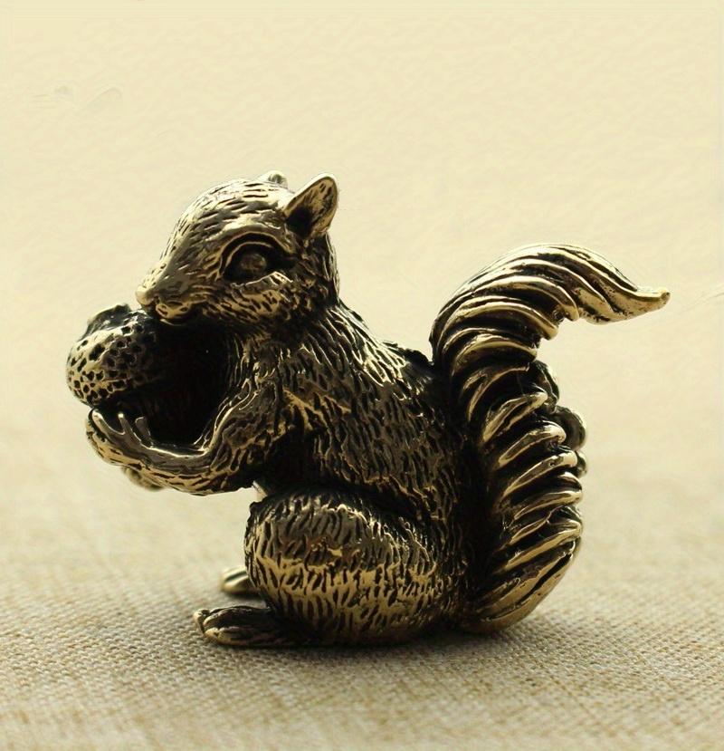 1pc Exquisite Antique Squirrel Figurine - Solid Copper Statue with Brass Accents, Nuts Tea Pet Incense Holder, Desk Decoration,