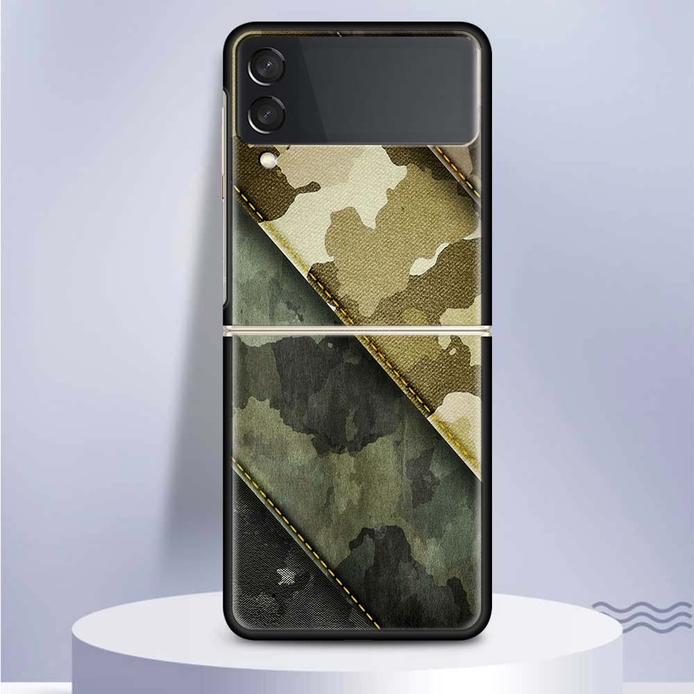 Камуфляжный военный чехол для телефона Samsung Galaxy Z Flip 5 4 3 5G, черный твердый чехол ZFlip 5 4 3, роскошный противоударный чехол-бампер