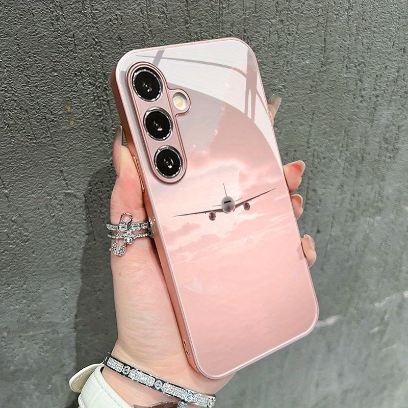Гальванизированный стеклянный чехол для телефона, подходящий для Samsung Galaxy S26 S25 S24 S23 S22 S20S11S10FE Ultra Plus, противоударный, с рисунком самолета