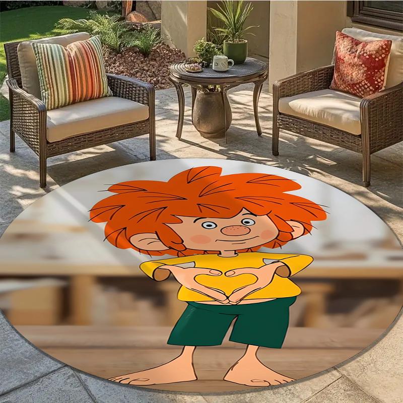 Meister Eder Und Sein Pumuckl Cartoon Round Area Rug,Carpet Rug for Living Room Bedroom Sofa Playroom Decor,Non-slip Floor Mat Q0025