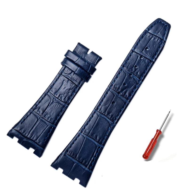 Top Layer Genuine Leather Watch Strap for AP Audemars15400 Royal Oak Offshore Series Male 26mm Blue Black Brown Watchbands