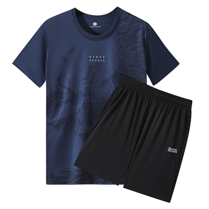 Унисекс Быстросохнущий Повседневный Летний Спортивный Костюм: Футболка с коротким рукавом и шорты для футбола и бега