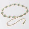 Bohemian Style Oval Turquoise Waist Chain Retro Decoration Belts For Women Girls  Versatile Dress Coat Carved Accessories