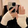 New Mink Fleece Half Finger Gloves for Women's Soft Winter Warmth Luxury Solid Color Plush Knitted Fingerless Gloves