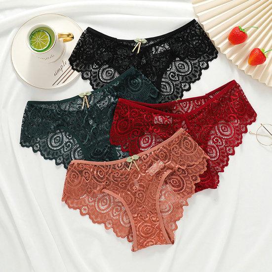 Trendy Women Briefs Hollow Out Sexy Elastic Lightweight Women Panties for Daily Wear