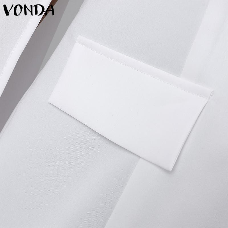 VONDA Женская мода контрастного цвета с V-образным вырезом и длинным рукавом пиджаки