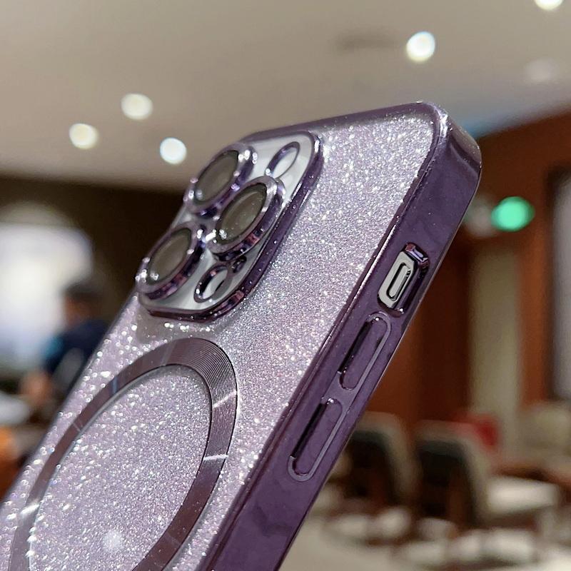 Прозрачный блестящий магнитный чехол для iPhone 15 14 Plus 13 Pro Max 12 11, противоударный роскошный чехол ярких цветов