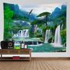 Natural Landscape Tapestry Mountain Waterfall Bird Day Flower Wall Hanging Home Wall Decoration Background Wall Tapestry