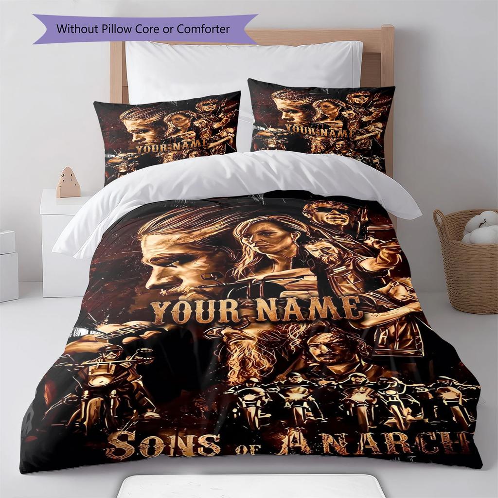Sons Anarchy Crest Custom Name Pattern Bedding Quilt Set Quilt Cover Pillowcase Home Birthday Gift(1 * duvet cover + 2 * pillowcase, without core)